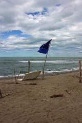 European Flag at Torre del lago free beach