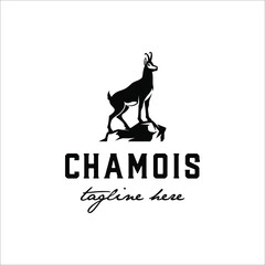 Chamois standing on the rocks with a classic style design - obrazy, fototapety, plakaty