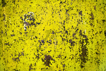 Background of grunge metal door outdoors. Copy space.