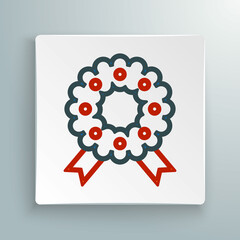 Line Christmas wreath icon isolated on white background. Merry Christmas and Happy New Year. Colorful outline concept. Vector