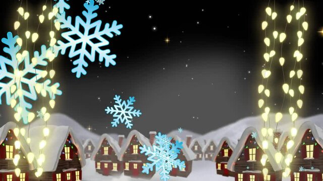 Animation of snow falling at christmas over winter scenery