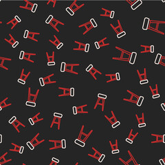 Line Chair icon isolated seamless pattern on black background. Vector