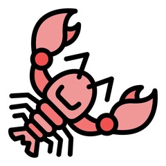 Lobster animal icon. Outline lobster animal vector icon color flat isolated
