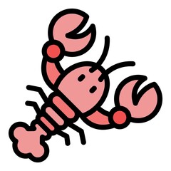 Healthy lobster icon. Outline healthy lobster vector icon color flat isolated