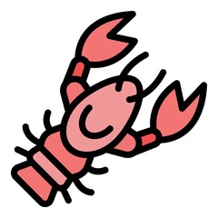 Menu lobster icon. Outline menu lobster vector icon color flat isolated
