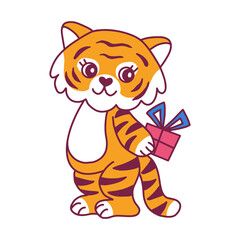 Tiger cub with a gift.