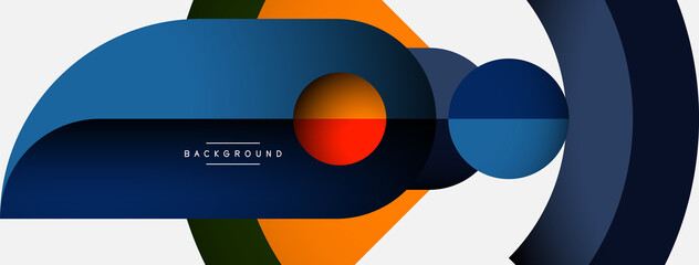 Geometric abstract background. Round shapes, circles, lines composition for wallpaper banner background or landing page