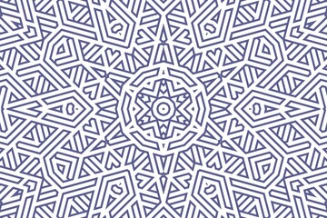 Klassieke geometrische achtergrondpatroon met blauwe lijnen op wit, decoratie ornament illustratie. Eenvoudige rechte blauwe lijnstrepen van verschillende ontwerpvormen
