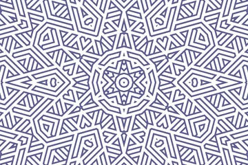 Foto op Plexiglas Very peri Klassieke geometrische achtergrondpatroon met blauwe lijnen op wit, decoratie ornament illustratie. Eenvoudige rechte blauwe lijnstrepen van verschillende ontwerpvormen