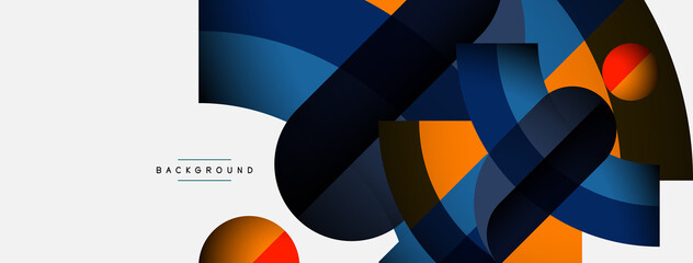 Fototapeta premium Geometric abstract background. Round shapes, circles, lines composition for wallpaper banner background or landing page