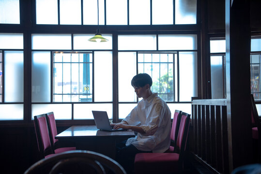 Woman in Japanese style Cafe