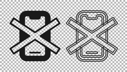 Black No cell phone icon isolated on transparent background. No talking and calling sign. Cell prohibition. Vector