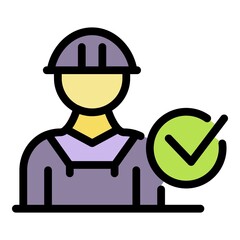 Approved engineer icon. Outline approved engineer vector icon color flat isolated
