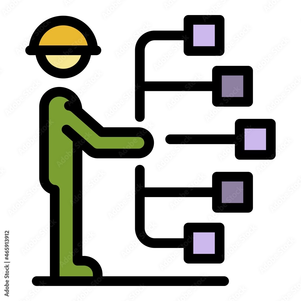 Poster communications engineer scheme icon. outline communications engineer scheme vector icon color flat i