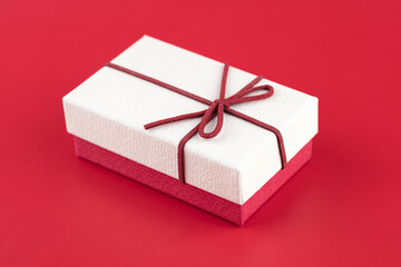 Gift on red background