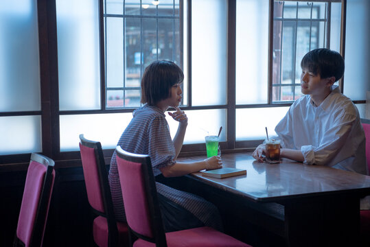 Couple in Japanese style Cafe