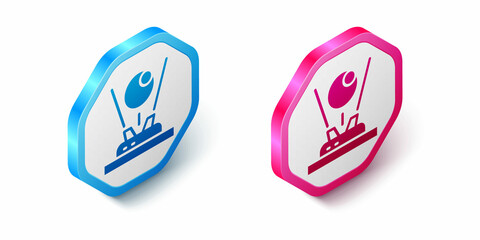 Isometric Hologram icon isolated on white background. Global communication technology. Hexagon button. Vector