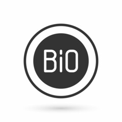 Grey Banner, label, tag, logo for bio green healthy food icon isolated on white background. Organic product. Healthy food sticker. Vector