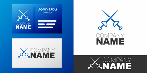 Logotype Fencing icon isolated on white background. Sport equipment. Logo design template element. Vector