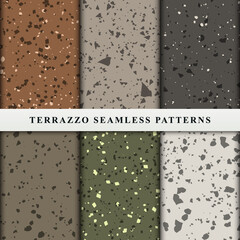 Set of terrazzo seamless patterns. Premium Vector