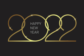 2022 New Year background with gold numbers.