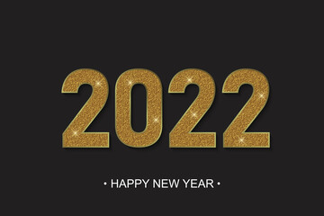 2022 New Year background with gold numbers.