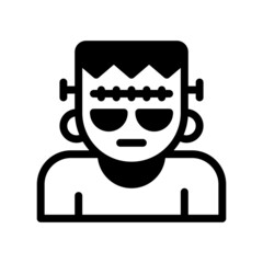 Frankenstein solid style icon. Monster sign. Vector illustration for Halloween. EPS 10