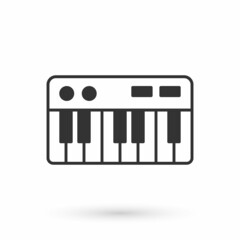 Grey Music synthesizer icon isolated on white background. Electronic piano. Vector