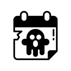 Halloween calendar solid style icon. Vector illustration isolated on white background. EPS 10