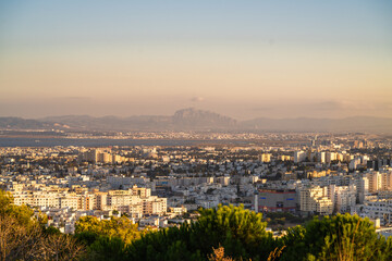 Fototapeta na wymiar View of Tunis from the mountain, Tunisia