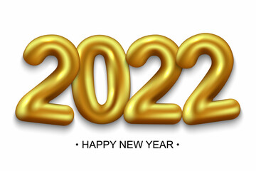 2022 New Year background with gold numbers. Festive premium design template