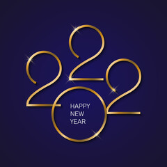 2022 New Year background with gold numbers.