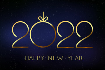 Fototapeta na wymiar 2022 New Year background with gold numbers.