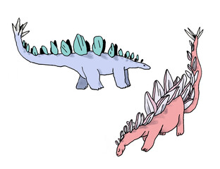 set of illustration of dinosaur color