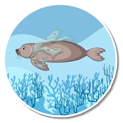 Draagtas Seal stuck with plastic waste on white background © GraphicsRF