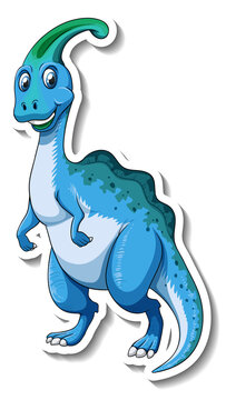 Parasaurolophus dinosaur cartoon character sticker