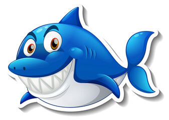 Smiling shark cartoon sticker