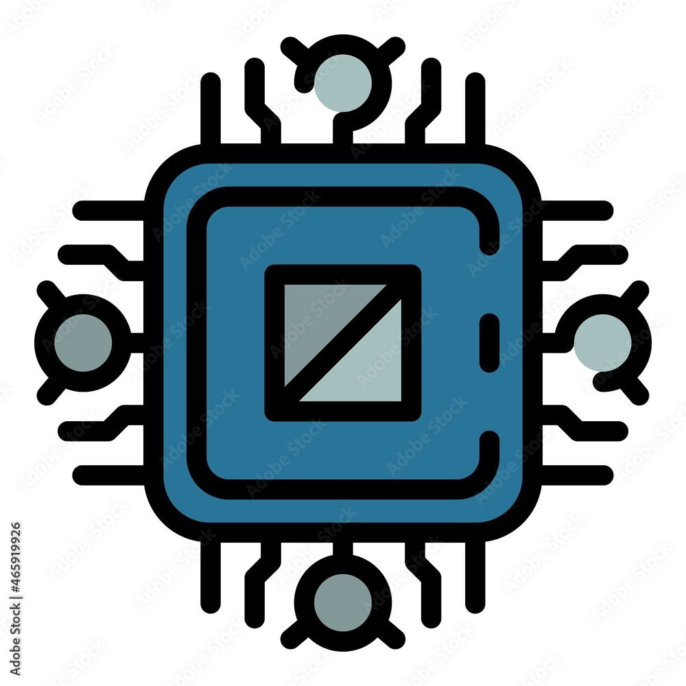 Poster radio processor icon. outline radio processor vector icon color flat isolated