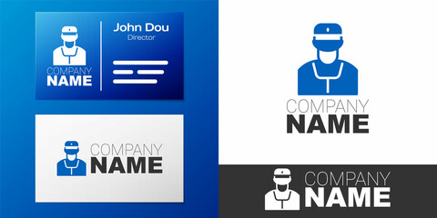 Logotype Train conductor icon isolated on white background. Logo design template element. Vector