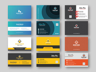 Set Of Horizontal Business Card Design In Different Color.