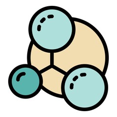 Molecules icon. Outline molecules vector icon color flat isolated