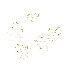 Glowing Christmas gold glitter elements isolated on white background. Textured blots and splashes.