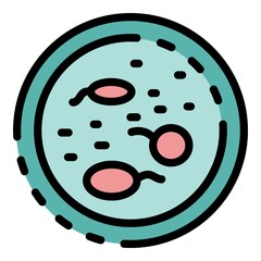 Cells in petri icon. Outline cells in petri vector icon color flat isolated