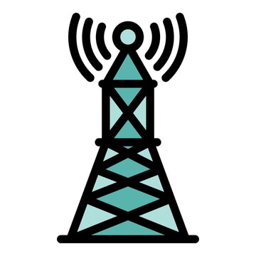 recommend clip art: Signal tower icon. Outline signal tower vector icon color flat isolated