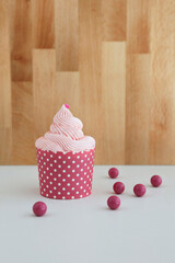 Strawberry cream muffins in pink muffin cup