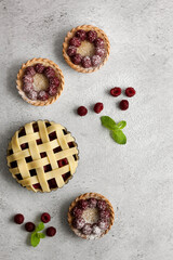 Homemade raspberry tart with fresh raspberries
