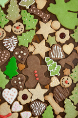 Various Christmas cookies background texture