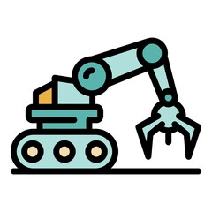 Robotic arm icon. Outline robotic arm vector icon color flat isolated