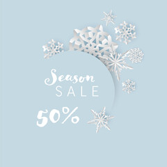 Winter cold minimalist sale label with cold white snowflakes