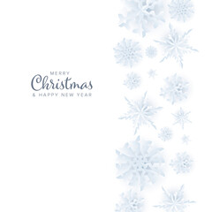 Minimalist Christmas flyer/card template with paper snow flakes stripe